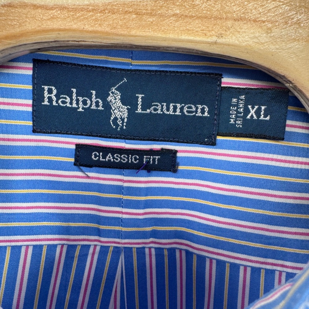 Ralph Lauren Shirt Mens XL Classic Fit‎ Striped Button Down Shirt Casual Preppy - Picture 5 of 8